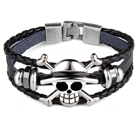 Bracciale in pelle nera in un unico pezzo